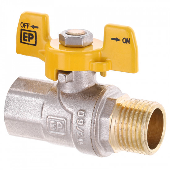 Кран кульовий Europroduct EP.111 - 1/2" FM ГШМ YELLOW, ручка "метелик" жовта (EP2932)