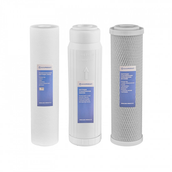 Комплект сменных картриджей Europroduct EPV-100 (ППР 5мкм+умягчение+спрессованный уголь) (EP5454)