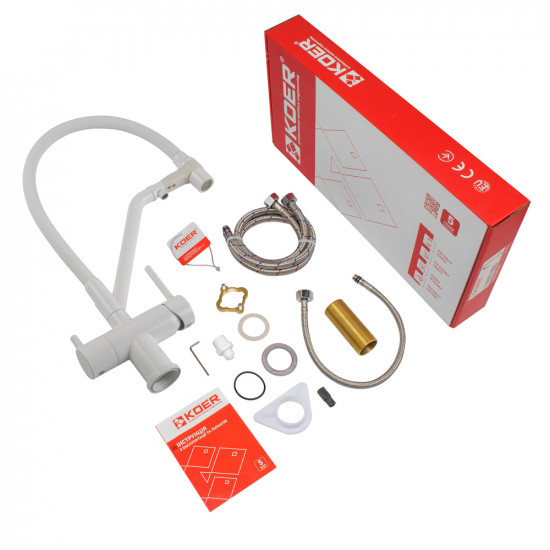 Кухонний змішувач з силік. виливом і вих. для питної води KOER KB-72006-03 (KR3381)