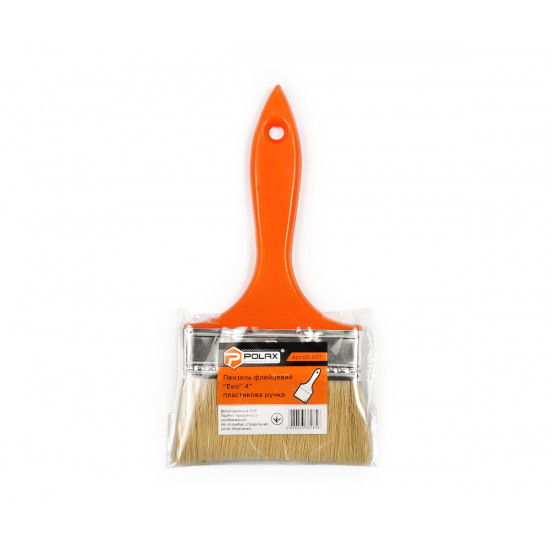Пензель флейцевий Polax 4", змішаний ворс, пластикова ручка, тип "Еко" (05-007)