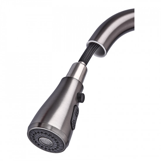 Змішувач для кухні з висувною лійкою Zerix PUL-014 Graphite з нерж. ст. SUS304 (кол. графіт) (ZX503