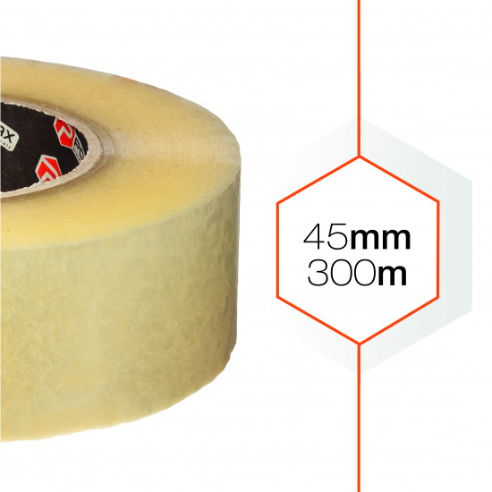 Клейка стрічка Polax скотч пакувальний прозорий 300 м x 45 мм (101-053)