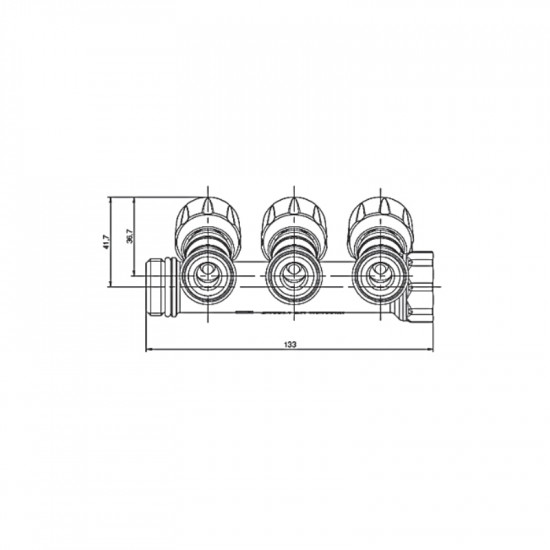 Колектор з регулюючими вентилями на 3 вих. Roho R809-03 - 3/4"x3/4" EK (RO0250)