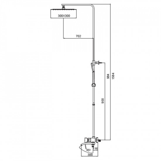 Душова колона KOER KB-56007-04 зі змішувачем, 3 функції (Колір хром+білий) (KR5159)