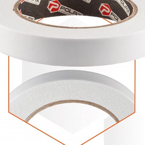 Скотч двосторонній Polax клейка стрічка на спіненій основі 19 мм х 5 м (101-030)