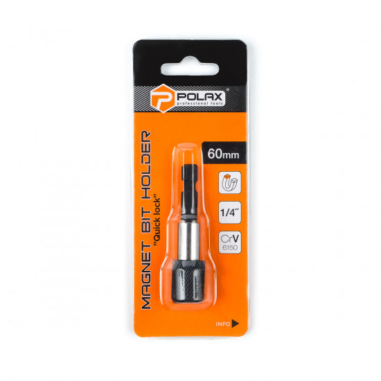 Магнітний тримач Polax для насадок і біт Quck Lock 1/4" 60 мм (51-093)