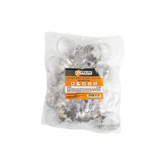 Хомут 16-27 мм нержавіючий Polax черв'ячний (37-025)
