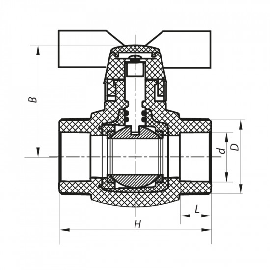 Кран шаровой PPR КШ Koer (бабочка) для горячей воды 25 (Koer K0182.PRO) (KP0235)