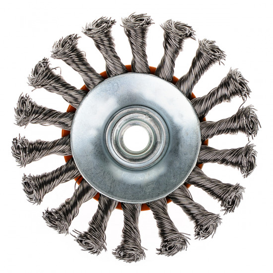Щітка конусна 115 мм, для УШМ, М14, кручений дріт Polax (54-165)