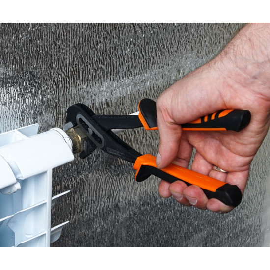 Ключ трубний Polax переставний, двокомпонентні ручки, 250 мм (44-004)