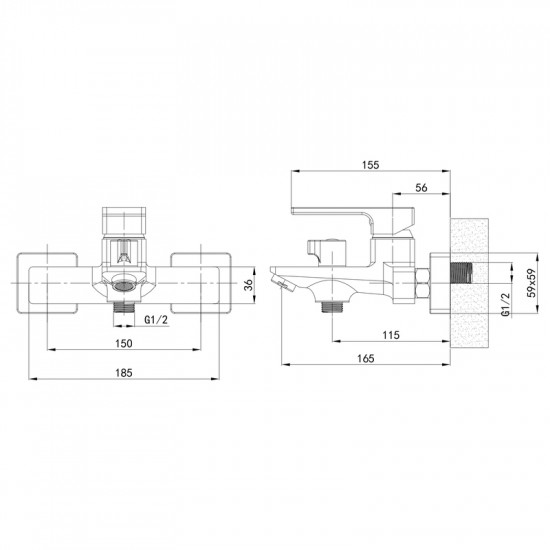 Змішувач для душової кабіни Mixxus Premium DANTE 003 White-Chrome (MI6793)