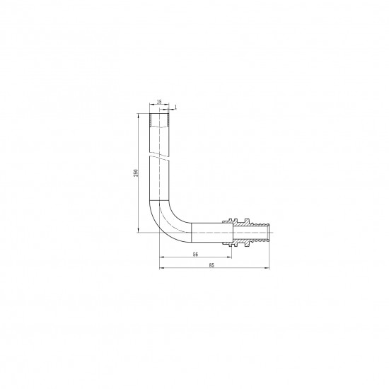 Трубка Г-подібна для приєднання радіатора Koer KA.D16-250 - 16(2.2mm) x 15-250mm (KR4902)