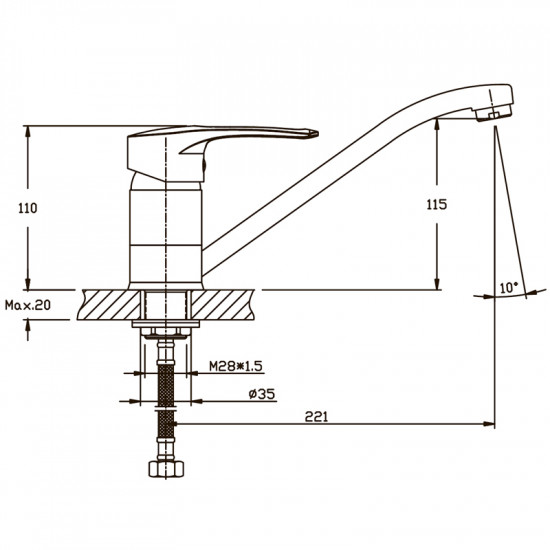 Змішувач для кухні Haiba Germes 555 (HB0142) Змішувач для кухні Haiba Germes 555 (HB0142)