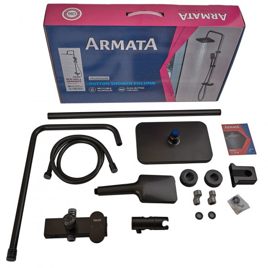 Душова колона зі змішувачем з алюмінію Armata BCD-009-J BLACK, 3 режими (CH6557)
