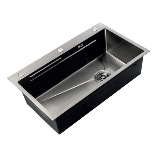 Мойка Zerix ZH7545-SET-05 NANO-BLACK (3.0/0.8) из нержавеющей стали, комплект (графит) (ZM5581)