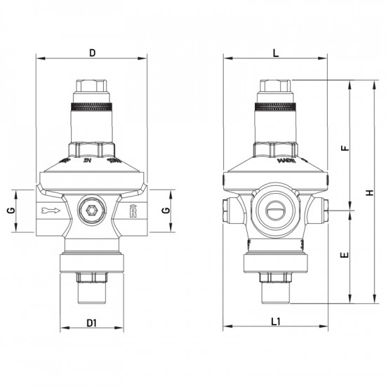 Редуктор тиску Roho R1203-050 - 1/2" ВВ, PN16 (1,5-7 бар) мембранний (RO0147)