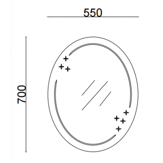 Зеркало настенное Zerix FUSION MOZ03-550x700 овальное с декором (ZX5632)