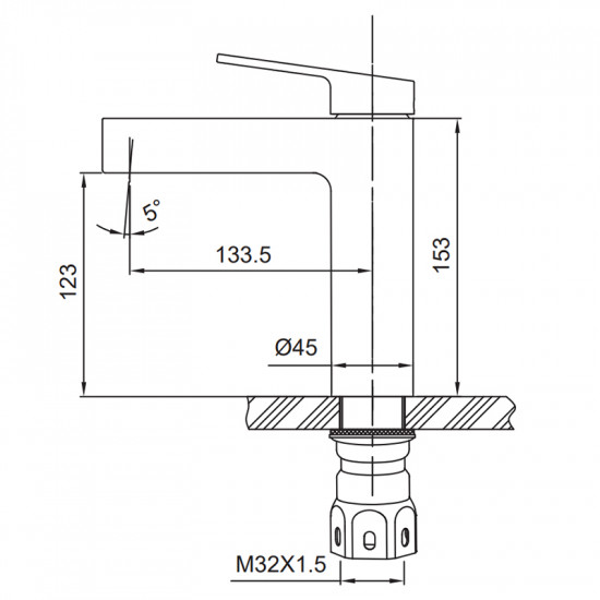 Змішувач для умивальника Koer KI-10016-02 (з нерж. сталі) (Колір нерж) (KR4789)
