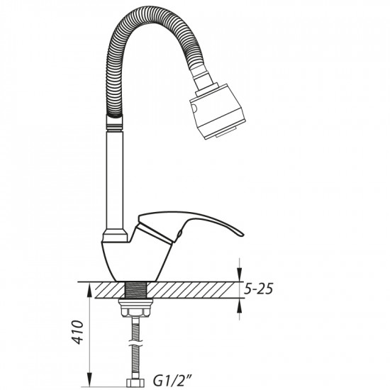 Змішувач для кухні Zerix YUB 135 з рефлективний виливом (ZX2948)