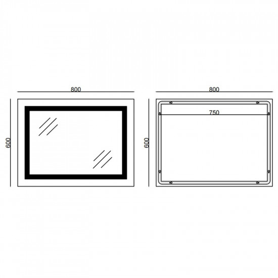 Зеркало Mixxus Warm MR02-80x60 (часы, LED-подсветка, антизапотевание) (MI6004)