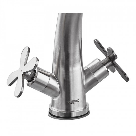 Змішувач для умивальника з нерж. сталі ZERIX GTA-001-C (ZX5613)