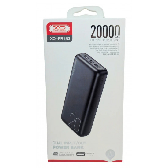 Повербанк XO PR183 20000 mAh, черный