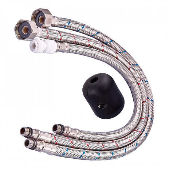 Кухонний змішувач на дві води Zerix LUX-024 Black з висувною лійкою (нерж. сталь) (ZX5556)