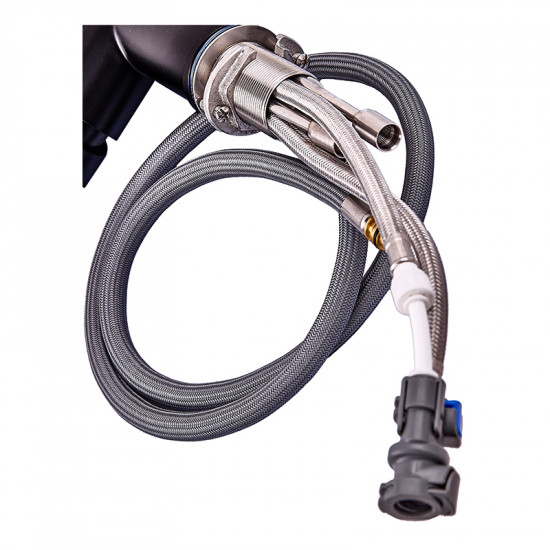 Кухонний змішувач на дві води Zerix LUX-024 Black з висувною лійкою (нерж. сталь) (ZX5556)